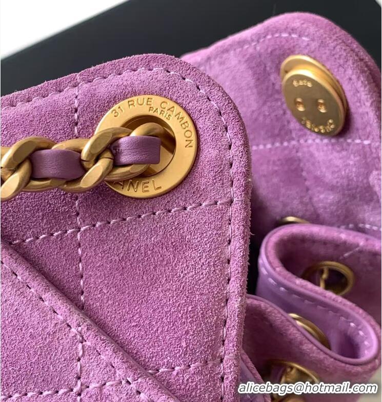 Super Quality Chanel 25 Mini Hobo Handbag in Suede AS5631 Purple 2025