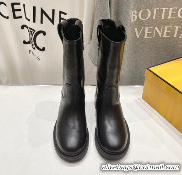 Stylish Fendi Filo Flat Ankle Boots in Calf Leather Black 2025 FE103004 1030027