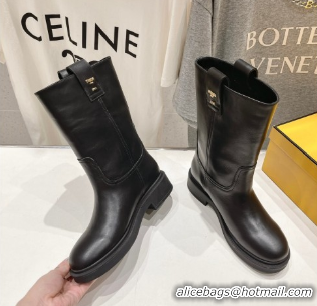 Stylish Fendi Filo Flat Ankle Boots in Calf Leather Black 2025 FE103004 1030027