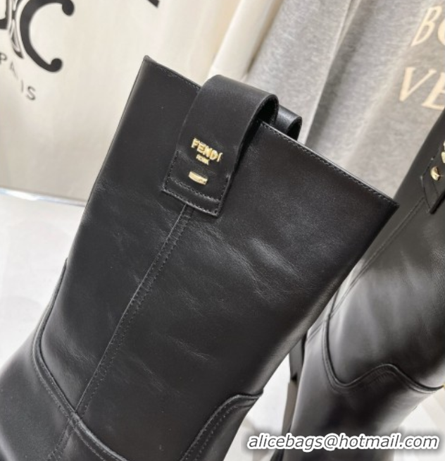 Stylish Fendi Filo Flat Ankle Boots in Calf Leather Black 2025 FE103004 1030027