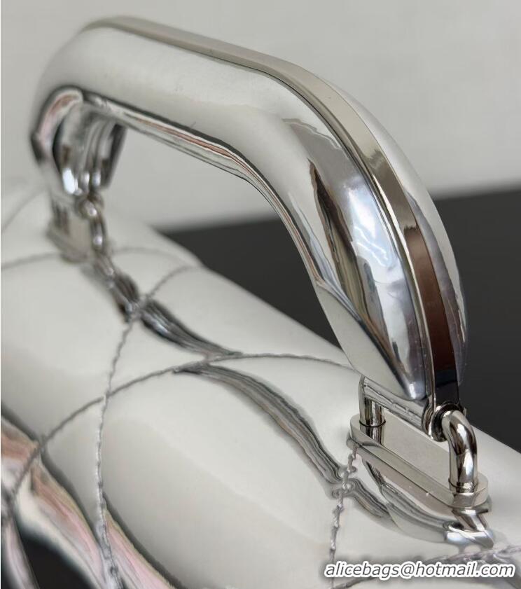 Luxury Cheap Chanel Mirror Calfskin Small Clutch with Chain AP4892 Silver 2025