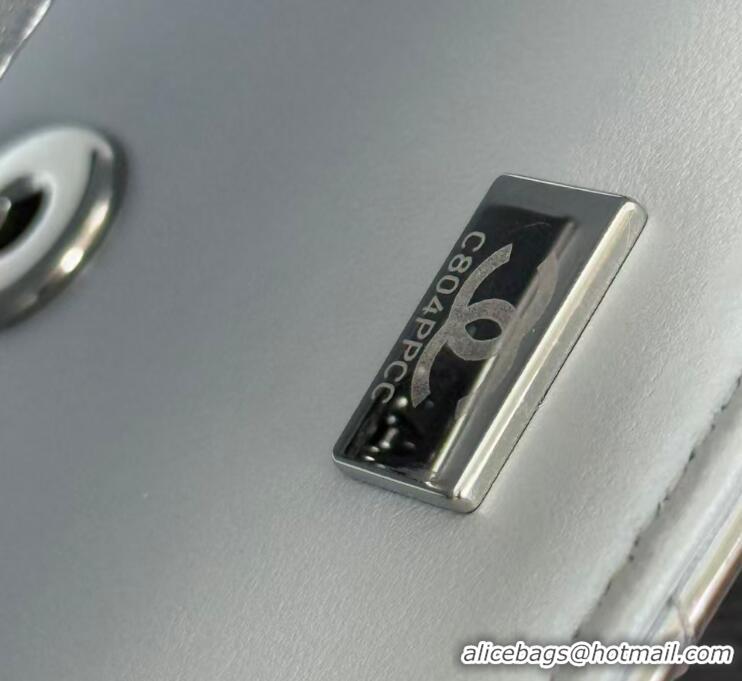 Luxury Cheap Chanel Mirror Calfskin Small Clutch with Chain AP4892 Silver 2025