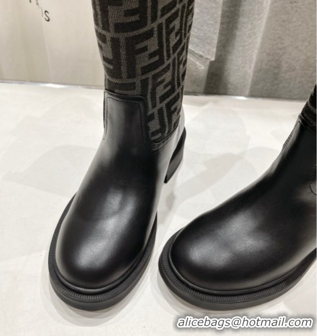 Hot Style Fendi Filo Flat Ankle Boots in FF Canvas and Leather Grey 2025 FE103004 1030031