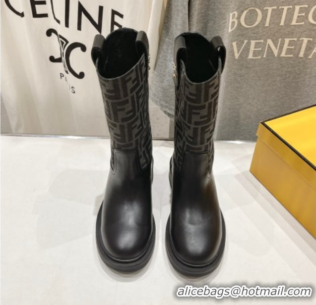 Hot Style Fendi Filo Flat Ankle Boots in FF Canvas and Leather Grey 2025 FE103004 1030031