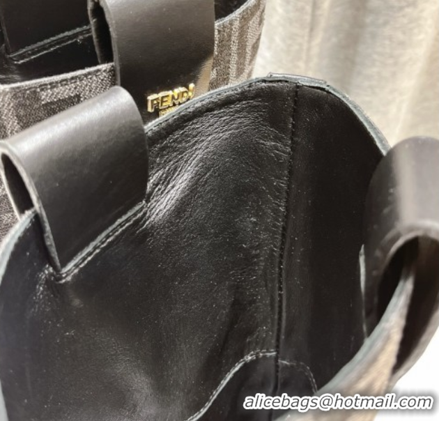 Hot Style Fendi Filo Flat Ankle Boots in FF Canvas and Leather Grey 2025 FE103004 1030031