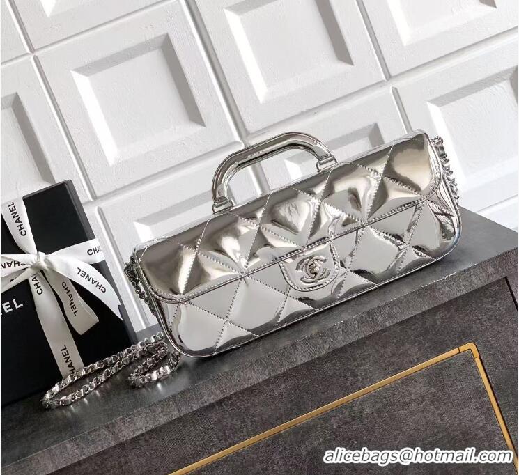 Famous Brand Chanel Mirror Calfskin Flap Bag With Chain AP4893 Metallic Silver 2025