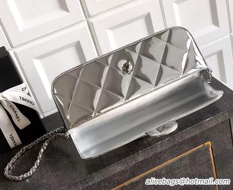 Famous Brand Chanel Mirror Calfskin Flap Bag With Chain AP4893 Metallic Silver 2025