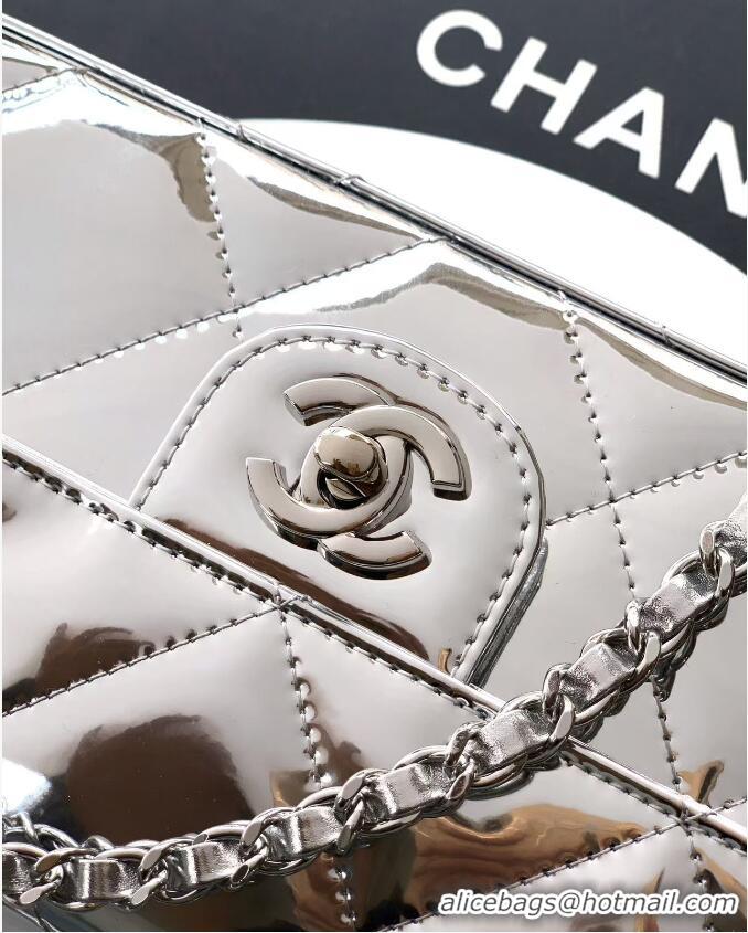 Famous Brand Chanel Mirror Calfskin Flap Bag With Chain AP4893 Metallic Silver 2025