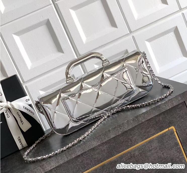 Famous Brand Chanel Mirror Calfskin Flap Bag With Chain AP4893 Metallic Silver 2025