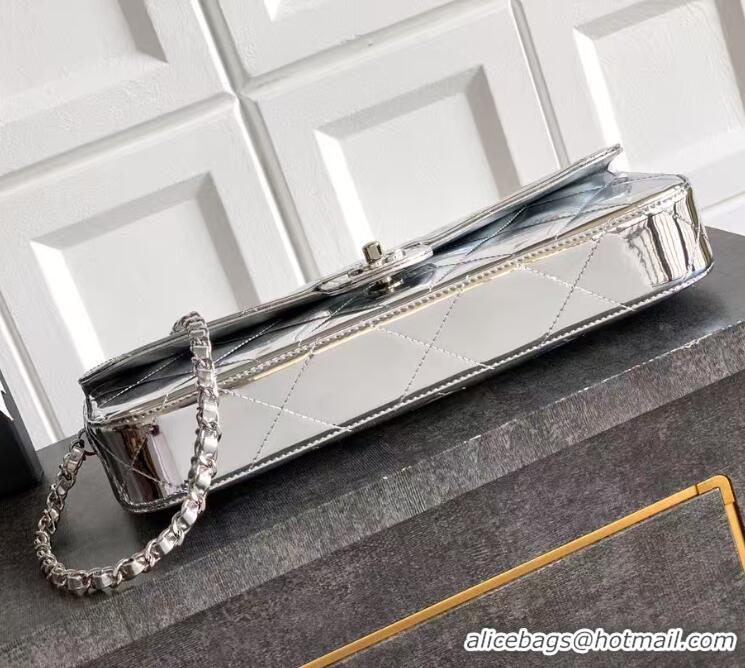 Famous Brand Chanel Mirror Calfskin Flap Bag With Chain AP4893 Metallic Silver 2025