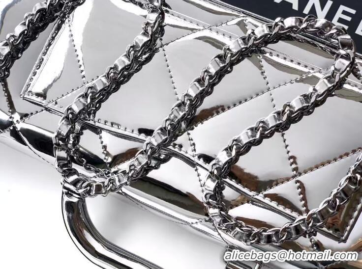 Famous Brand Chanel Mirror Calfskin Flap Bag With Chain AP4893 Metallic Silver 2025