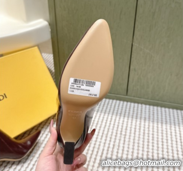 Stylish Fendi Arco Heel High Boots 9.5cm in Hagfish Embossed Leather Dark Brown 1030032