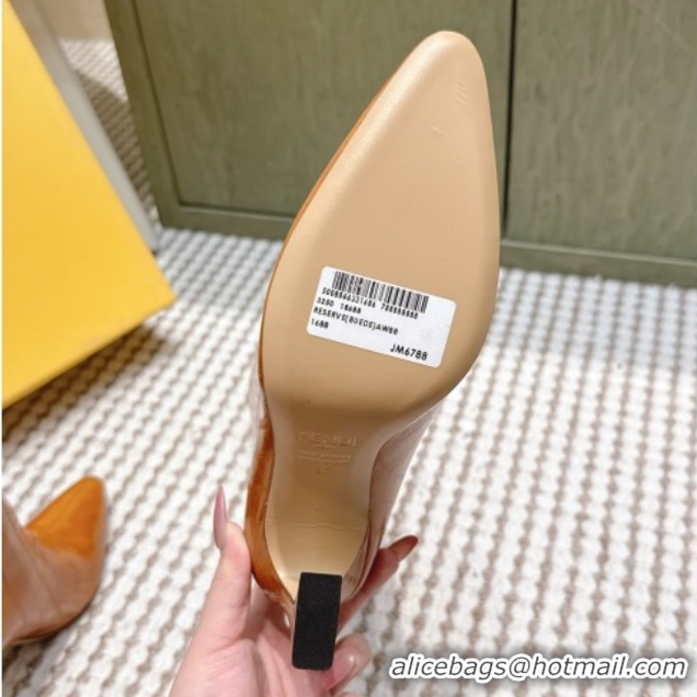 1:1 aaaaa Fendi Arco Heel High Boots 9.5cm in Hagfish Embossed Leather Beige 1030034