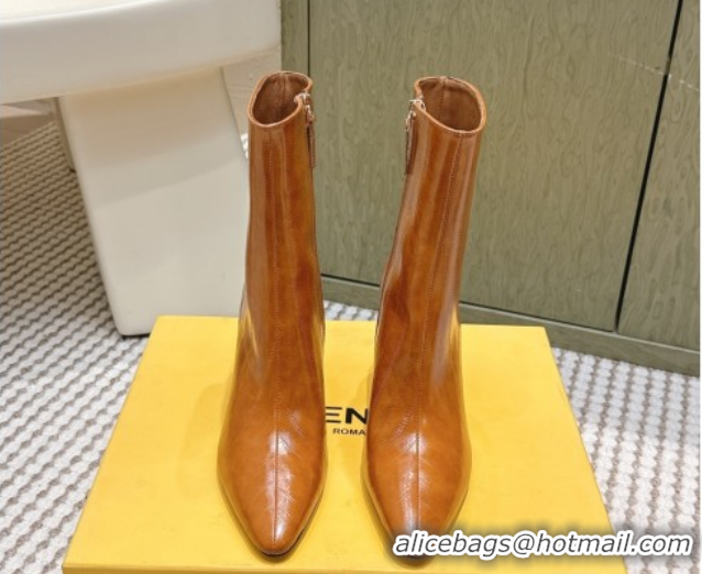 Grade Fendi Arco Heel Ankle Boots 9.5cm in Hagfish Embossed Leather Beige 1030037