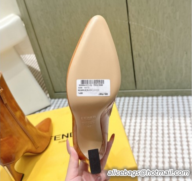 Grade Fendi Arco Heel Ankle Boots 9.5cm in Hagfish Embossed Leather Beige 1030037