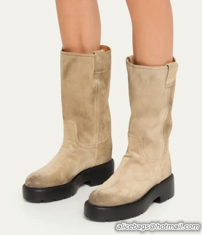 Best Price Miu Miu Suede Tall Moto Boots Heel 55mm M8122 Deserto 2025