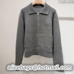 Low Price Miu Miu Wool & Cashmere Zipped Cardigan M102801 Grey 2025