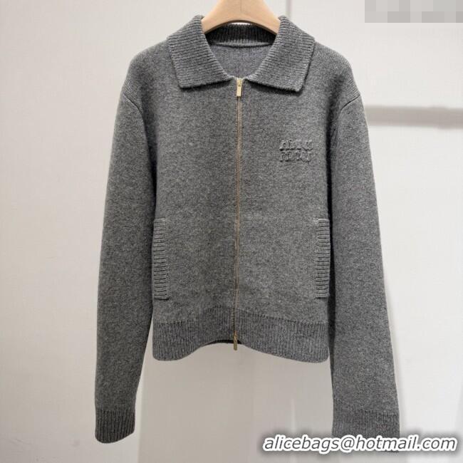 Low Price Miu Miu Wool & Cashmere Zipped Cardigan M102801 Grey 2025