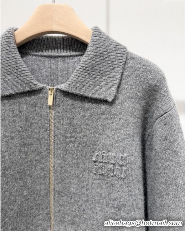 Low Price Miu Miu Wool & Cashmere Zipped Cardigan M102801 Grey 2025