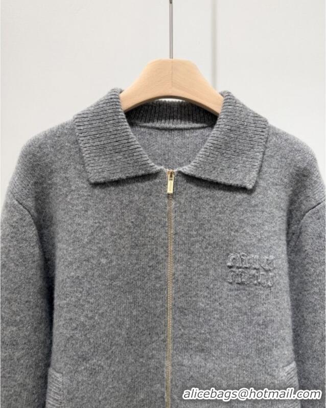 Low Price Miu Miu Wool & Cashmere Zipped Cardigan M102801 Grey 2025
