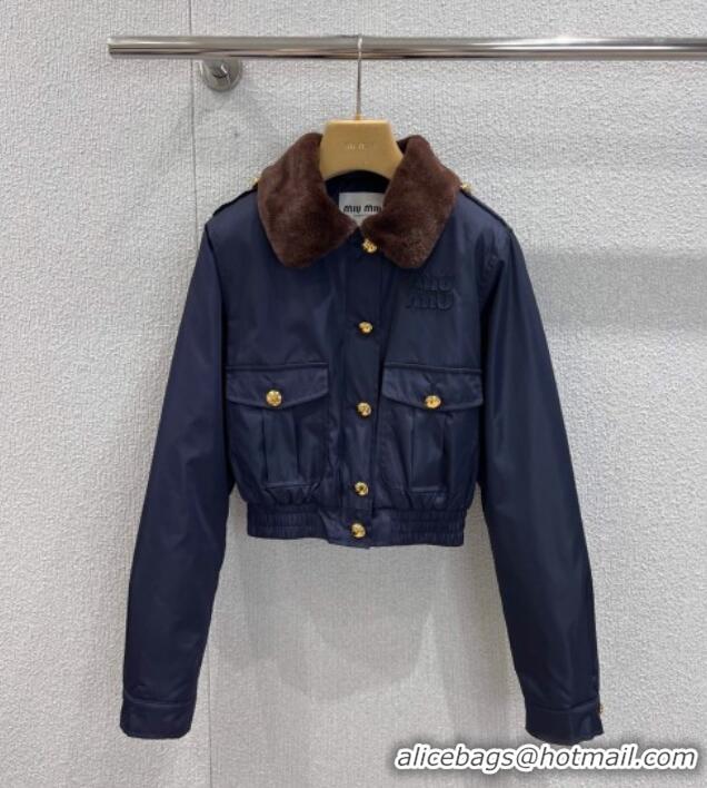 Promotional Miu Miu Nylon Padded Short Jacket and Skirt Set M110501 Blue 2025