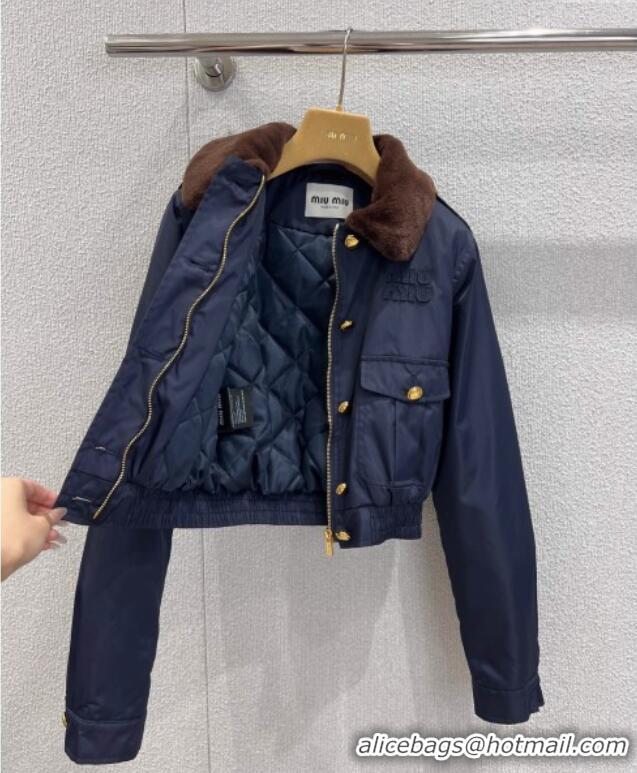 Promotional Miu Miu Nylon Padded Short Jacket and Skirt Set M110501 Blue 2025