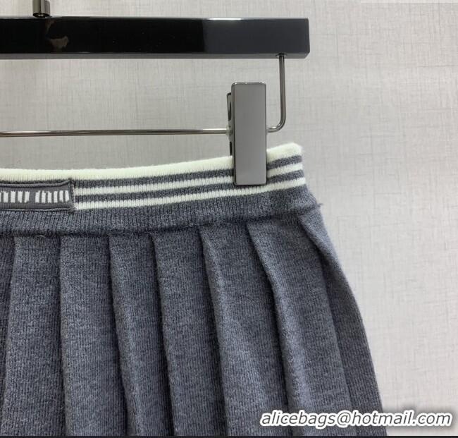 ​Grade Design Miu Miu Wool Knit Polo Shirt and Skirt Set M110506 Grey 2025