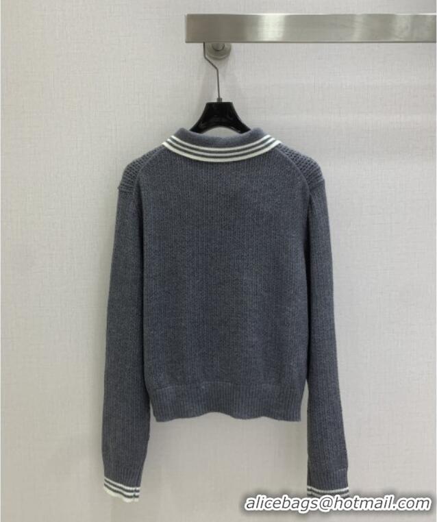 ​Grade Design Miu Miu Wool Knit Polo Shirt and Skirt Set M110506 Grey 2025