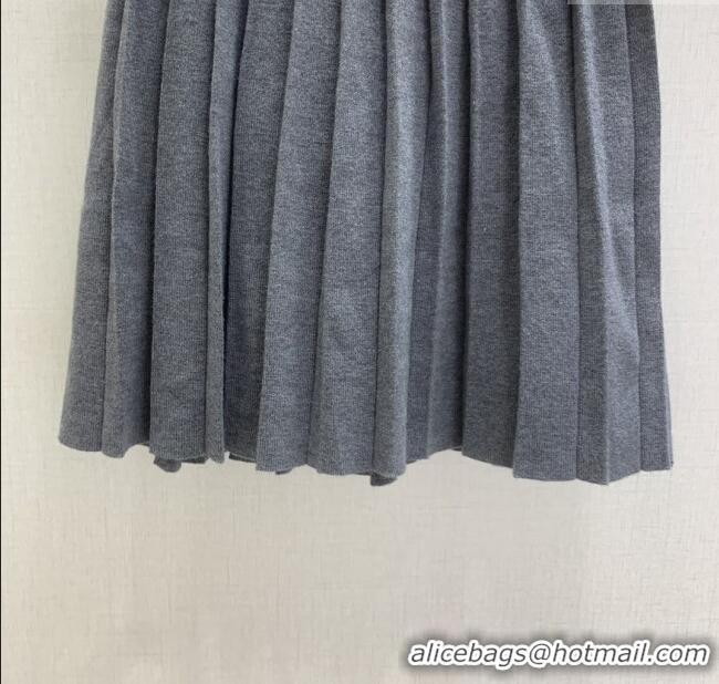 ​Grade Design Miu Miu Wool Knit Polo Shirt and Skirt Set M110506 Grey 2025