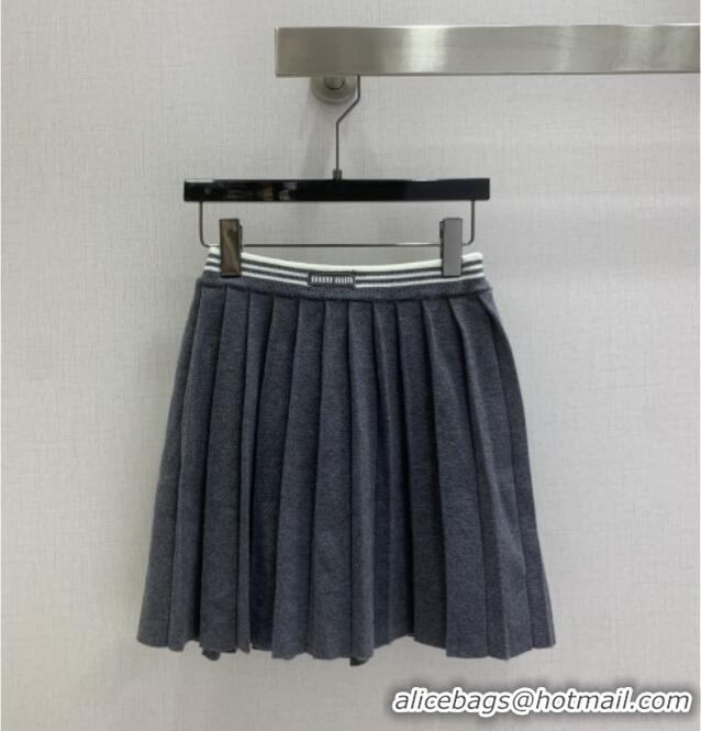 ​Grade Design Miu Miu Wool Knit Polo Shirt and Skirt Set M110506 Grey 2025