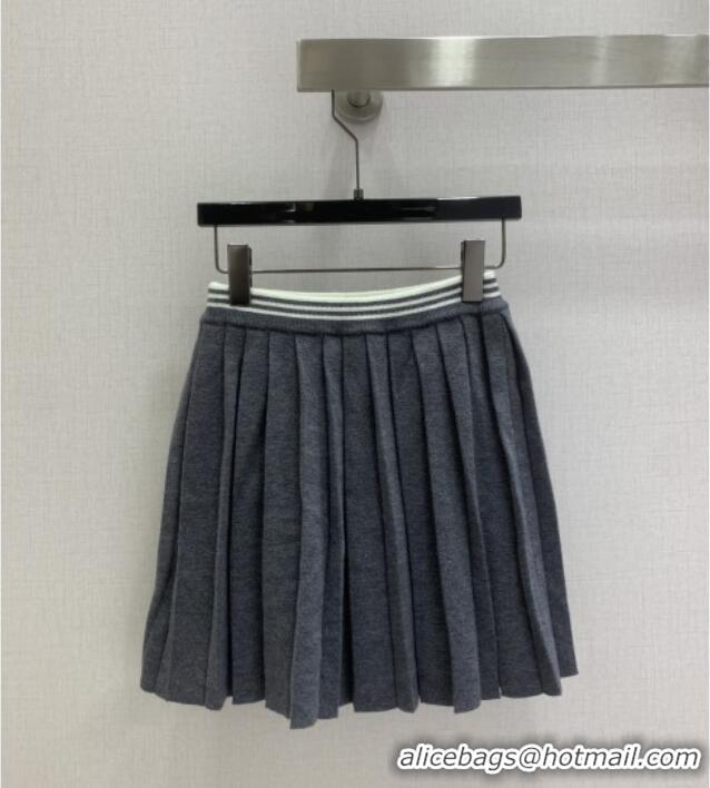 ​Grade Design Miu Miu Wool Knit Polo Shirt and Skirt Set M110506 Grey 2025