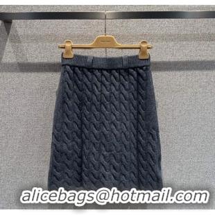 Unique Grade Miu Miu Wool Knit Skirt M110507 Grey 2025