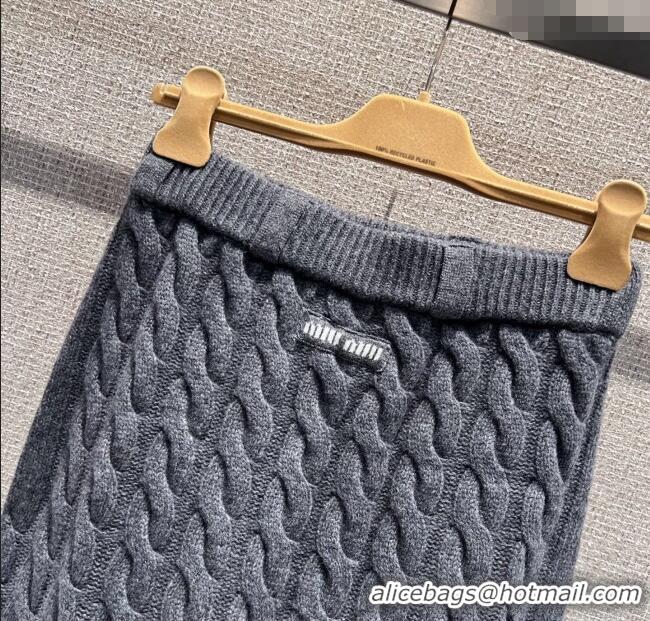 Unique Grade Miu Miu Wool Knit Skirt M110507 Grey 2025