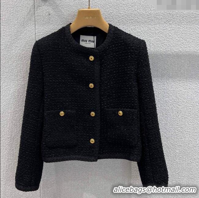 Luxury Discount Miu Miu Tweed Jacket M110510 Black 2025