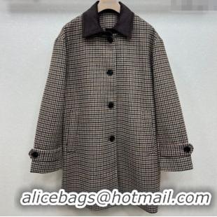 Top Grade Miu Miu Wool Plaid Long Coat M110511 Brown/Multicolor 2025