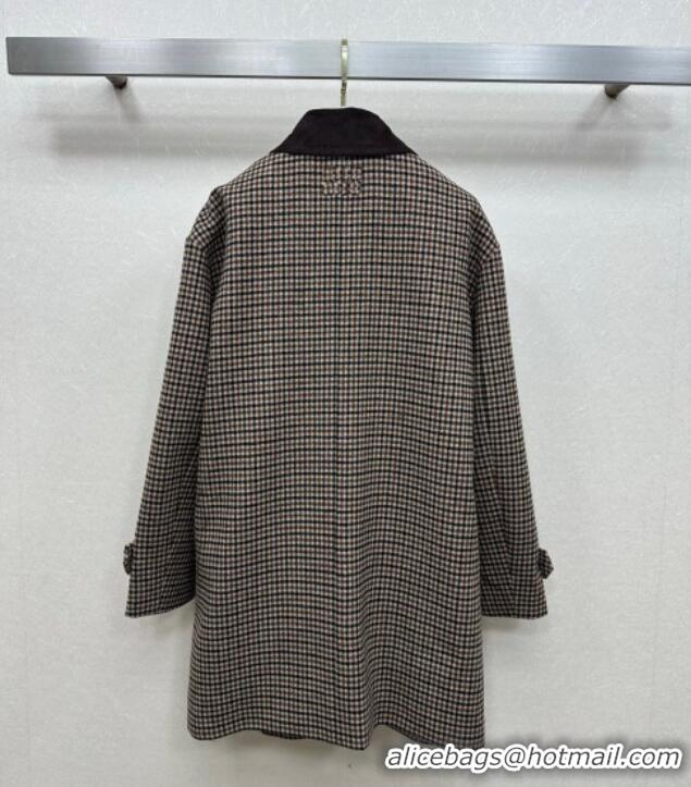 Top Grade Miu Miu Wool Plaid Long Coat M110511 Brown/Multicolor 2025