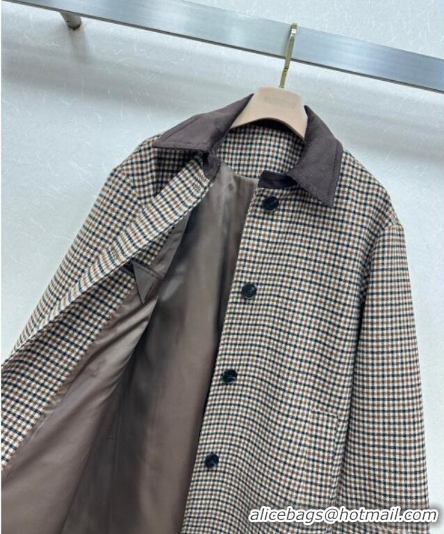 Top Grade Miu Miu Wool Plaid Long Coat M110511 Brown/Multicolor 2025