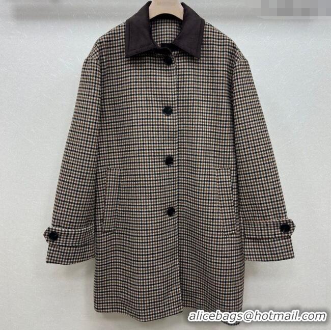 Top Grade Miu Miu Wool Plaid Long Coat M110511 Brown/Multicolor 2025