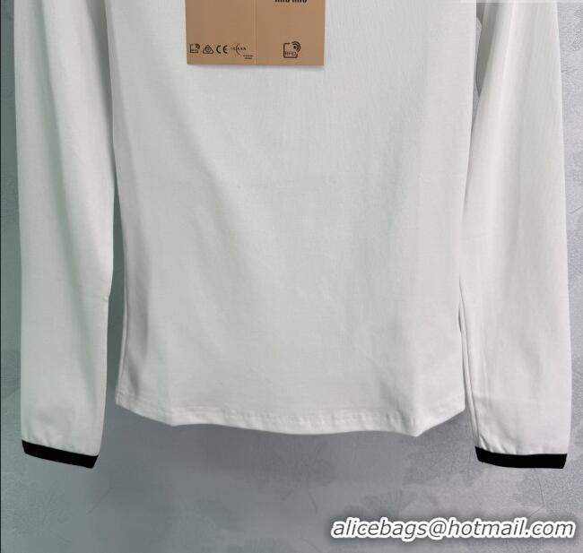 Promotional Miu Miu Cotton Long Sleeve T-Shirt M110503 White 2025