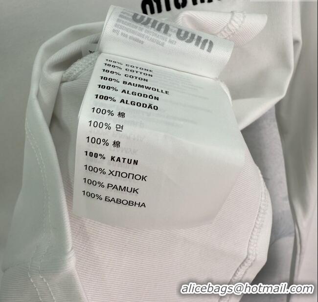 Promotional Miu Miu Cotton Long Sleeve T-Shirt M110503 White 2025