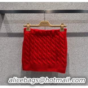 Best Price Miu Miu Wool Knit Mini Skirt M110508 Red 2025