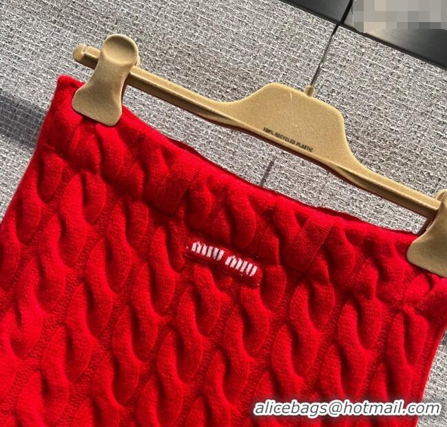 Best Price Miu Miu Wool Knit Mini Skirt M110508 Red 2025