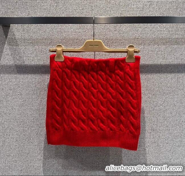 Best Price Miu Miu Wool Knit Mini Skirt M110508 Red 2025