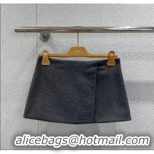 Buy Classic Miu Miu Wool Knit Mini Skirt M110509 Grey 2025