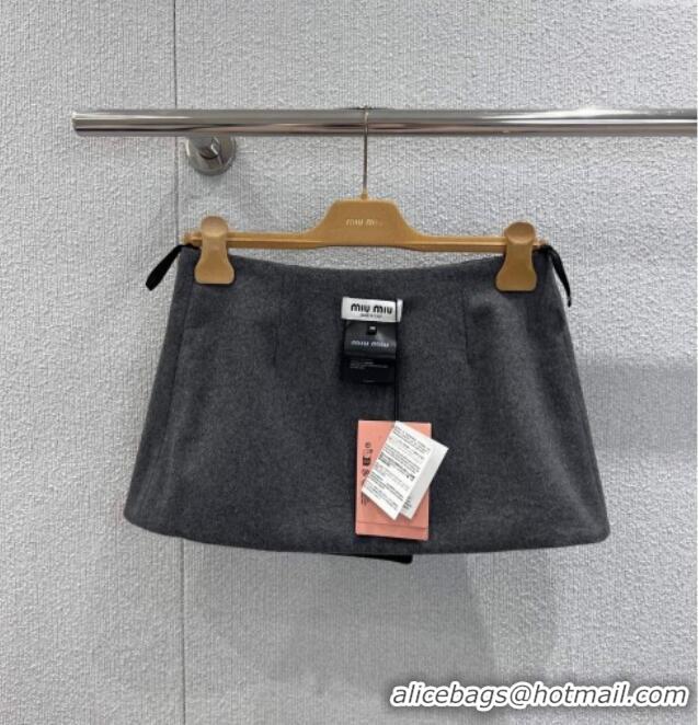 Buy Classic Miu Miu Wool Knit Mini Skirt M110509 Grey 2025