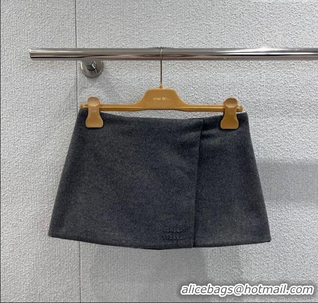 Buy Classic Miu Miu Wool Knit Mini Skirt M110509 Grey 2025
