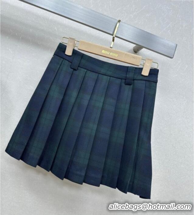 ​Grade Quality Miu Miu Plaid Jacket and Skirt Set M110512 Green/Multicolor 2025