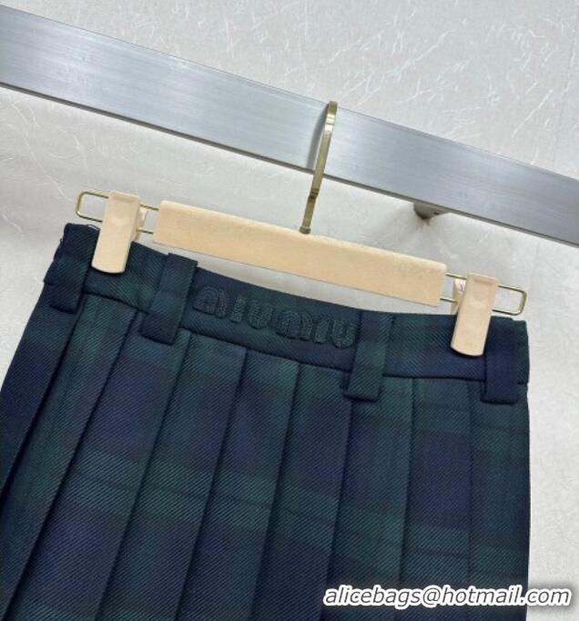 ​Grade Quality Miu Miu Plaid Jacket and Skirt Set M110512 Green/Multicolor 2025
