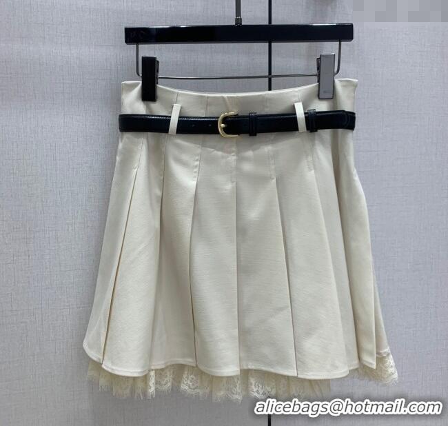 ​Luxury Cheap Miu Miu Lace Trim Jacket and Skirt Set M110513 White 2025