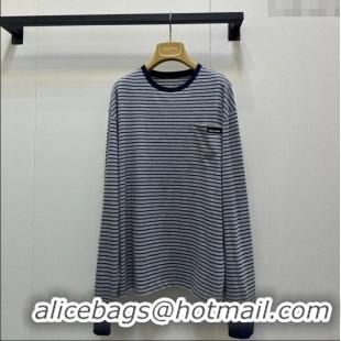 ​Modern Classic Miu Miu Cotton Striped T-Shirt M110514 Grey/Blue 2025